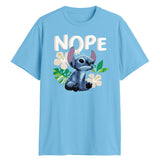Disney Stitch T-Shirt Men's Nope Tropical Floral Design Graphic Tee