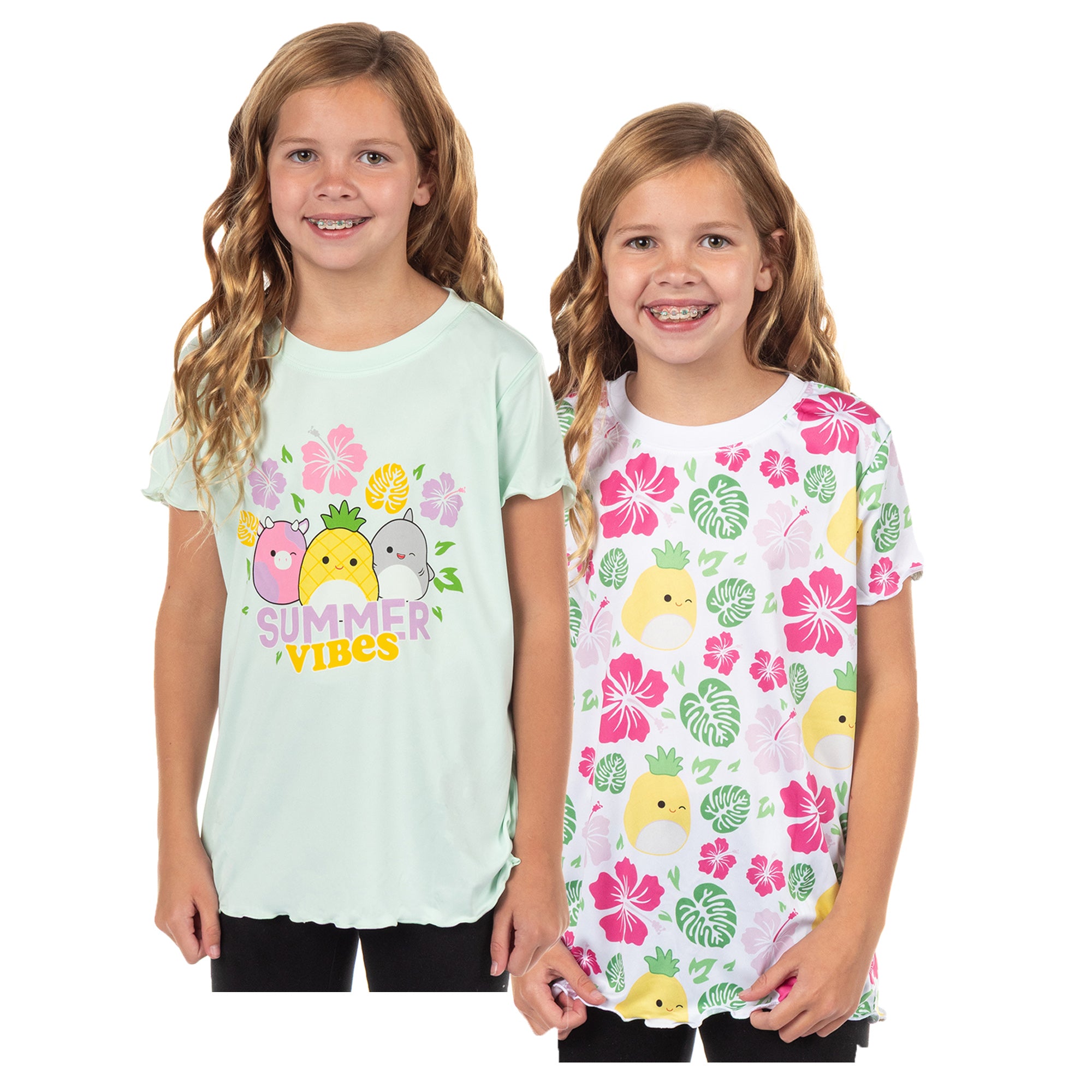 Squishmallows Girls' Summer Vibes Performance T-Shirt 2-Pack Tee