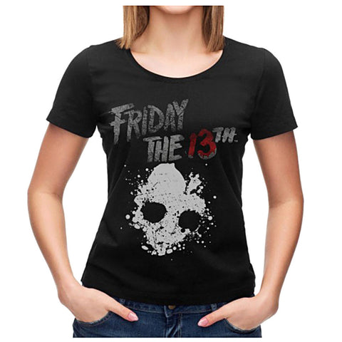 Friday the 13th Shirt Junior's Skull Graphic Black T-Shirt