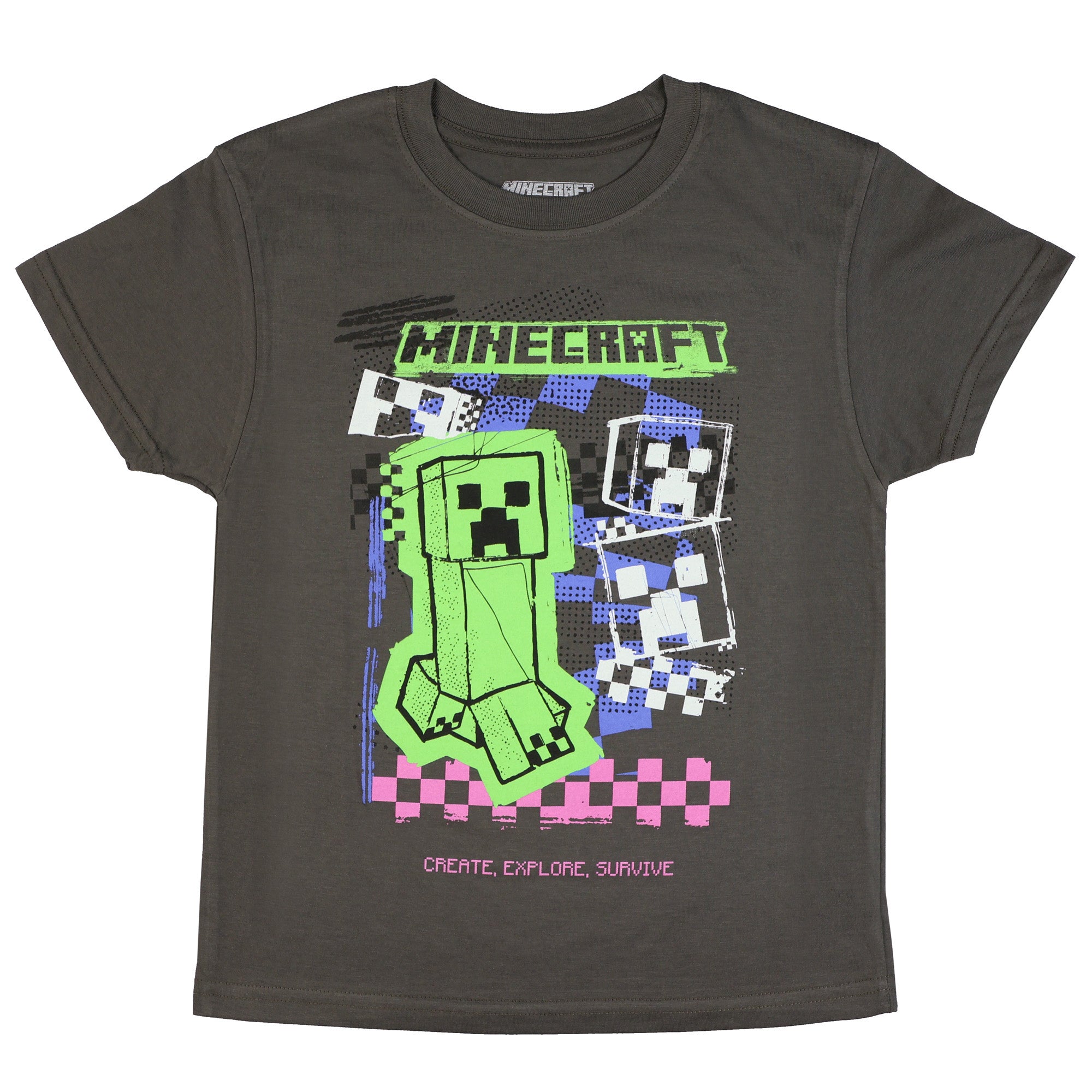 Minecraft T-Shirt Boy's Creeper Create Explore Survive Short Sleeve Tee