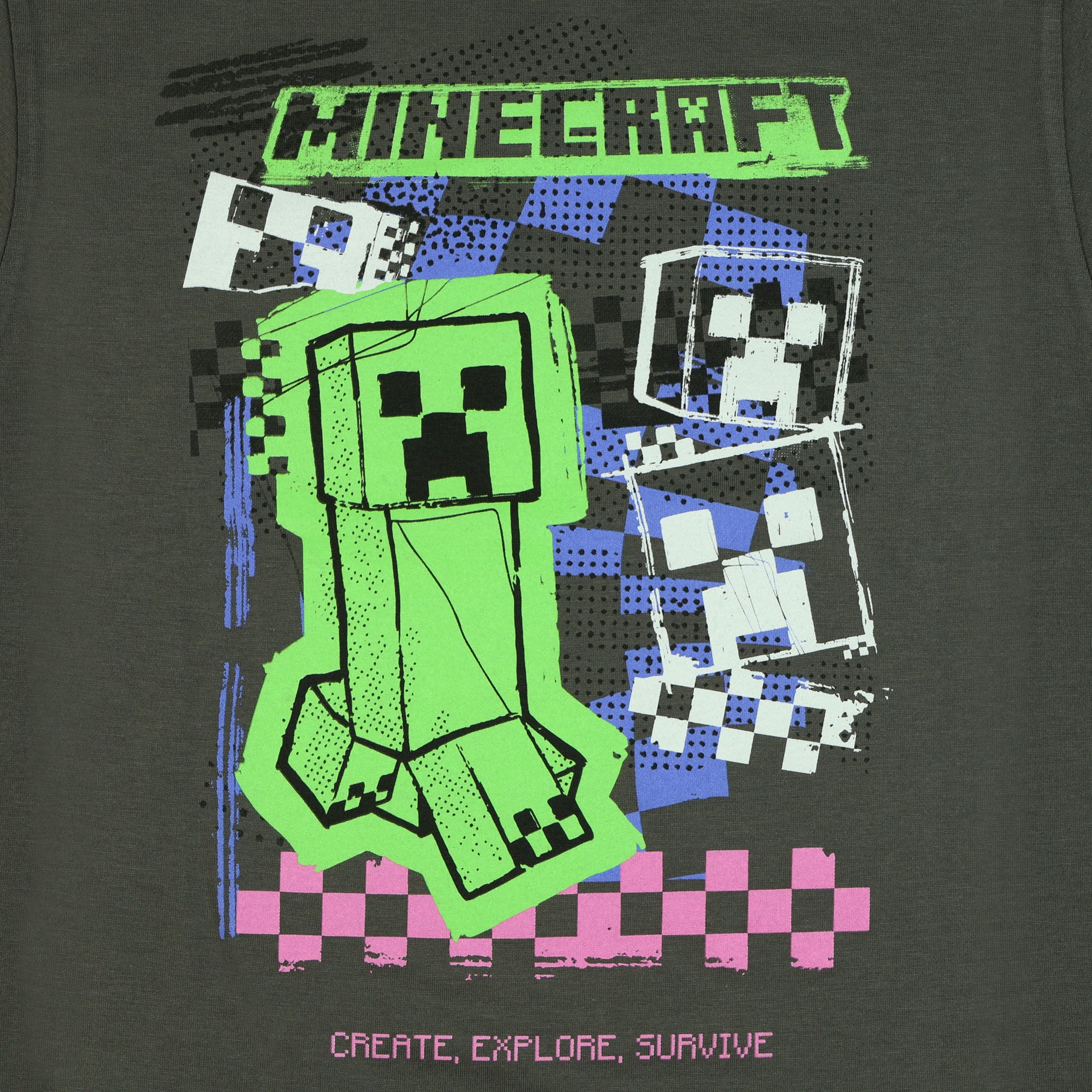 Minecraft T-Shirt Boy's Creeper Create Explore Survive Short Sleeve Tee