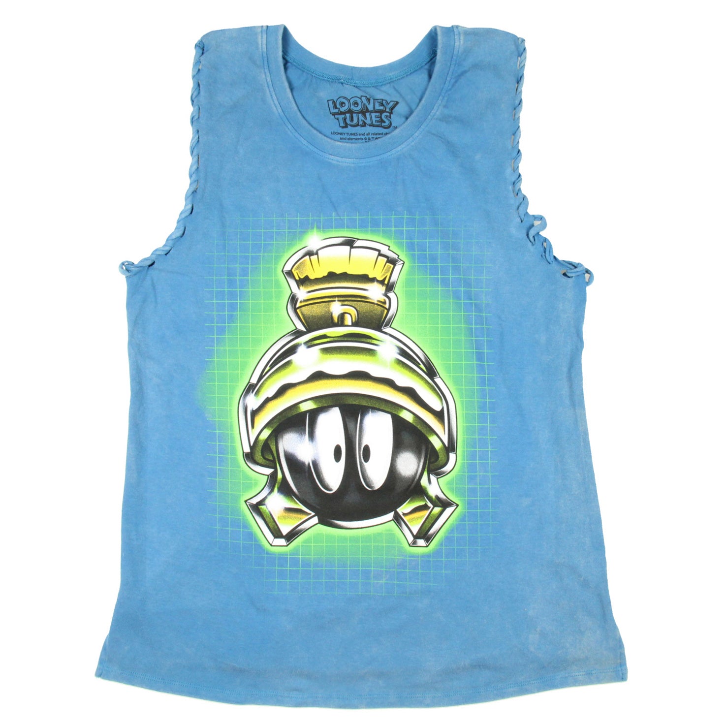 Looney Tunes Junior's Marvin The Martian Lace-Up Design Distressed Tank Adult
