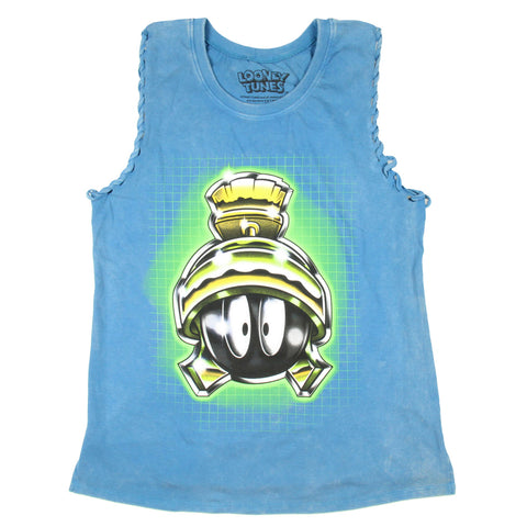 Looney Tunes Junior's Marvin The Martian Lace-Up Design Distressed Tank