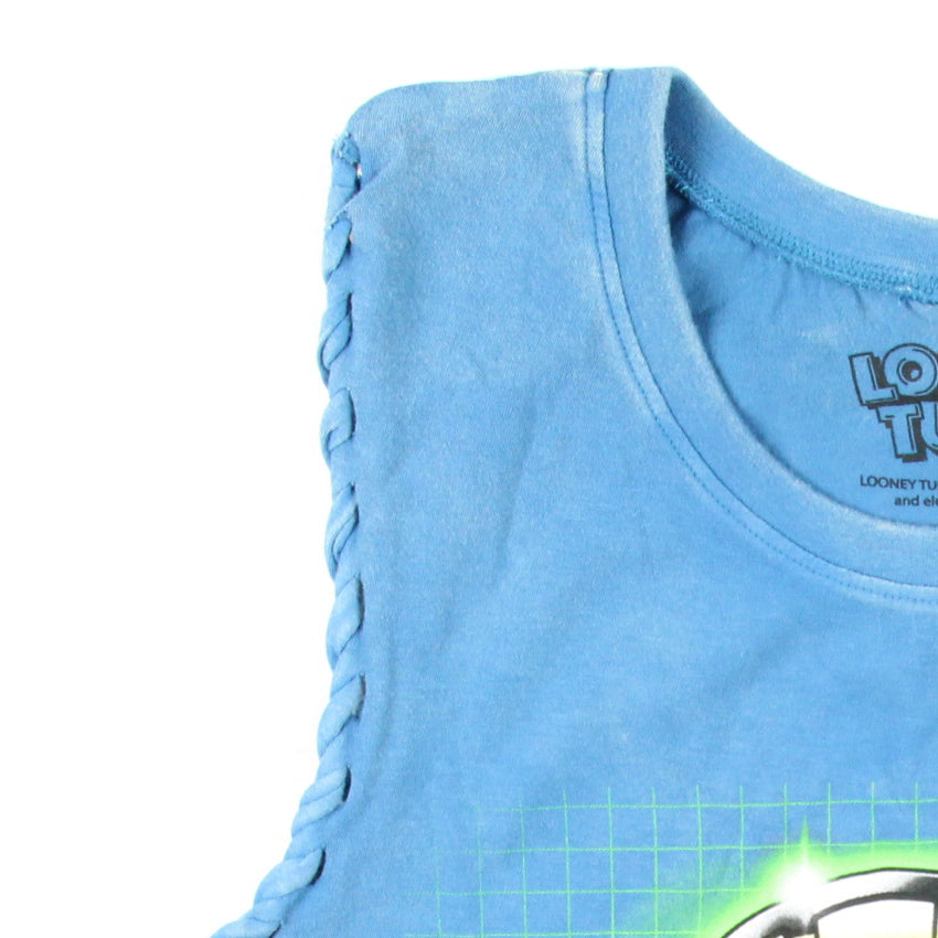 Looney Tunes Junior's Marvin The Martian Lace-Up Design Distressed Tank Adult