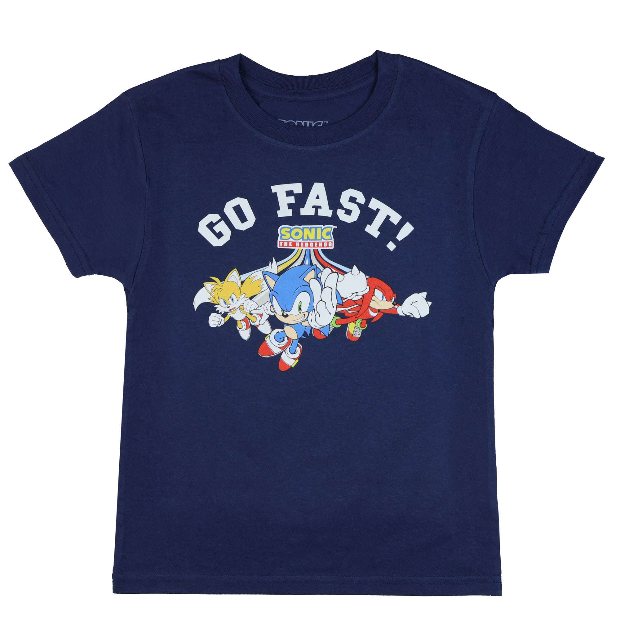 Sonic The Hedgehog Boys' T-Shirt Go Fast! Sonic Tails Knuckles Crewneck Tee