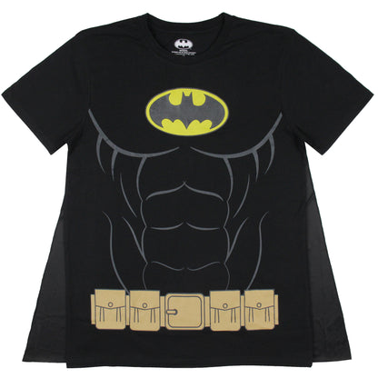 DC Comics Men's Batman Costume Shirt With Detachable Cape Classic Bat Logo