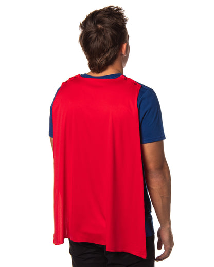 DC Comics Men's Superman Costume S Logo Superman Shirt With Detachable Cape