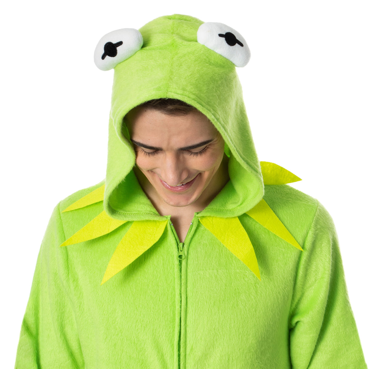 Disney Muppets Kermit The Frog Union Suit Adult Hooded Costume Pajama