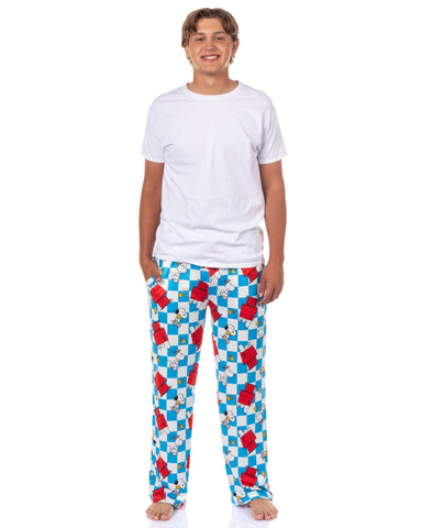 Peanuts Pajama Pants Adult Snoopy and Woodstock Doghouse Checker Bottoms