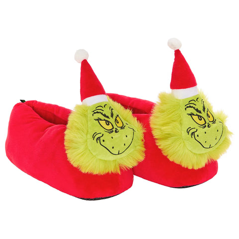 Dr. Seuss GRINCH Who Stole Christmas Character Santa Grinch Slippers (Adult)
