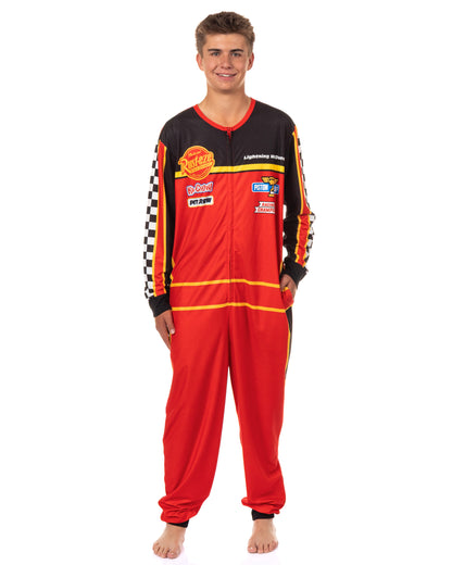 Disney Cars Union Suit Men's Lightning McQueen Pit Crew Costume Pajama
