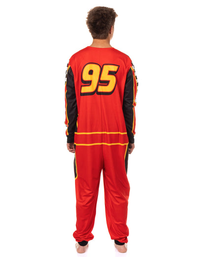 Disney Cars Union Suit Men's Lightning McQueen Pit Crew Costume Pajama