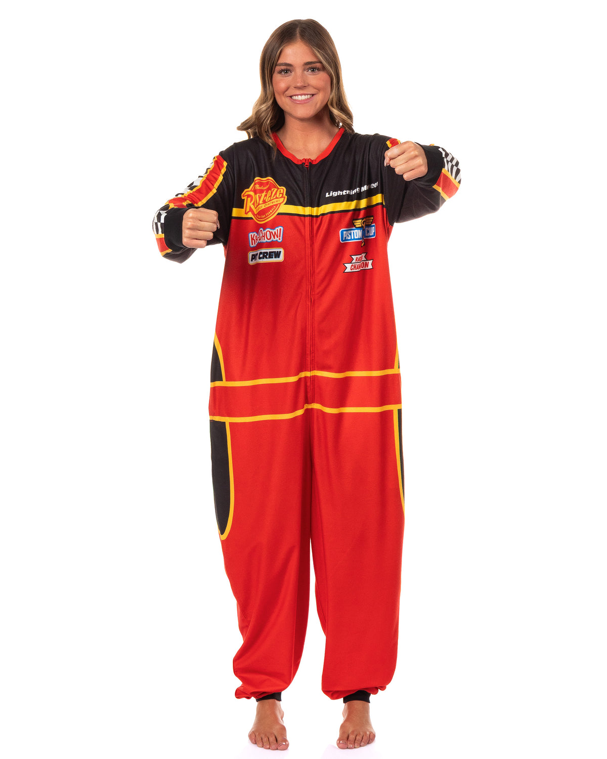 Disney Cars Union Suit Men's Lightning McQueen Pit Crew Costume Pajama