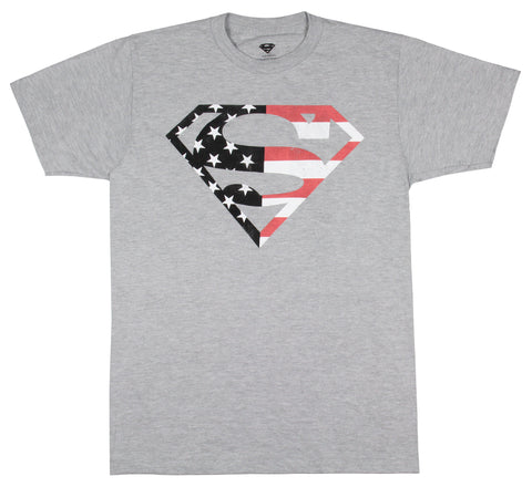 DC Comics Men's Superman Stars And Stripes Filled Shield Logo T-Shirt Adult