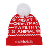 Home Alone Merry Christmas Fold Cuff Pom Knit Beanie