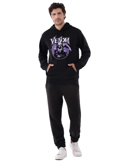 Marvel Venom Hoodie Mens Purple Symbiote Graphic Print Pullover (L)