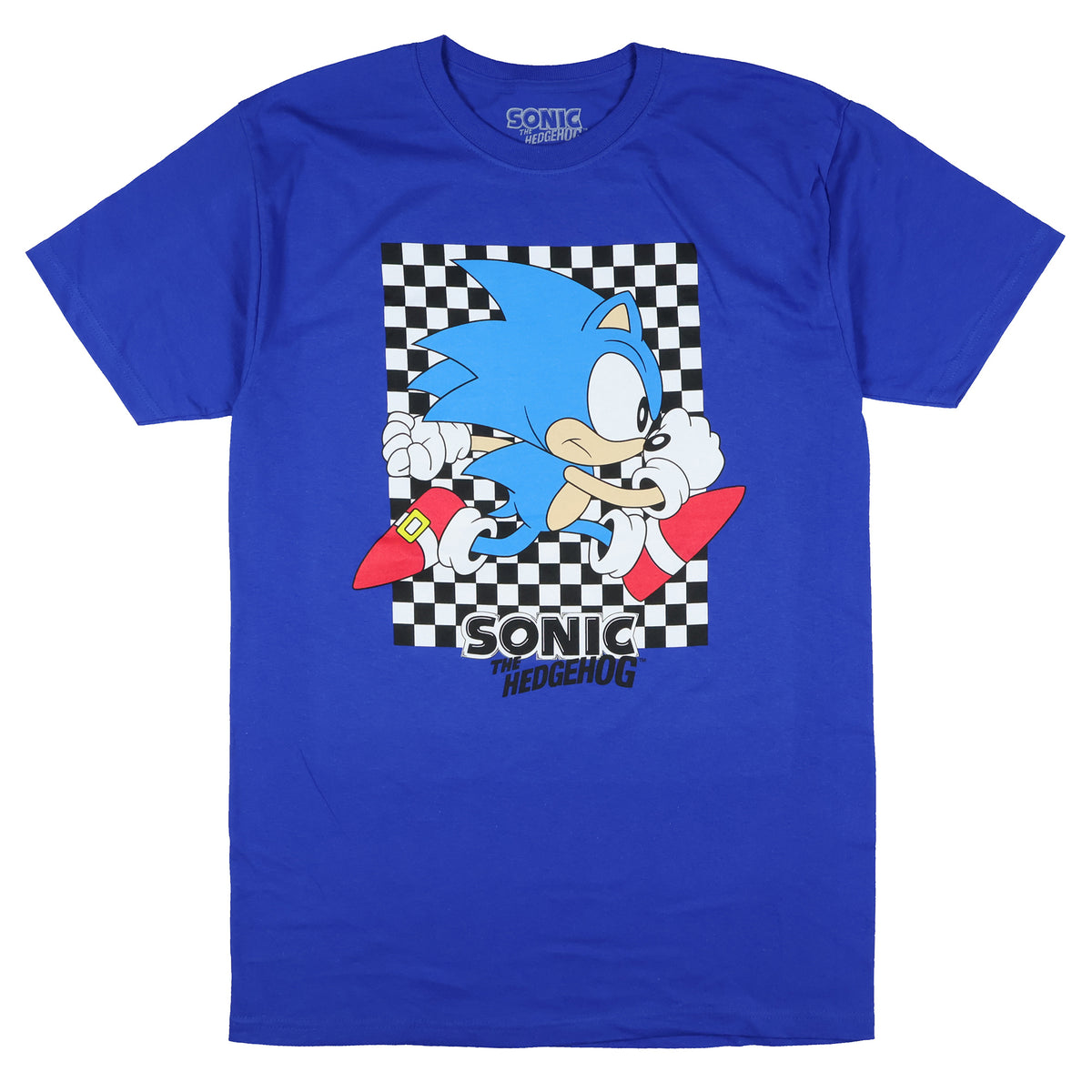 Sonic The Hedgehog T-Shirt Men's Angry Walk Checkerboard Design Tee