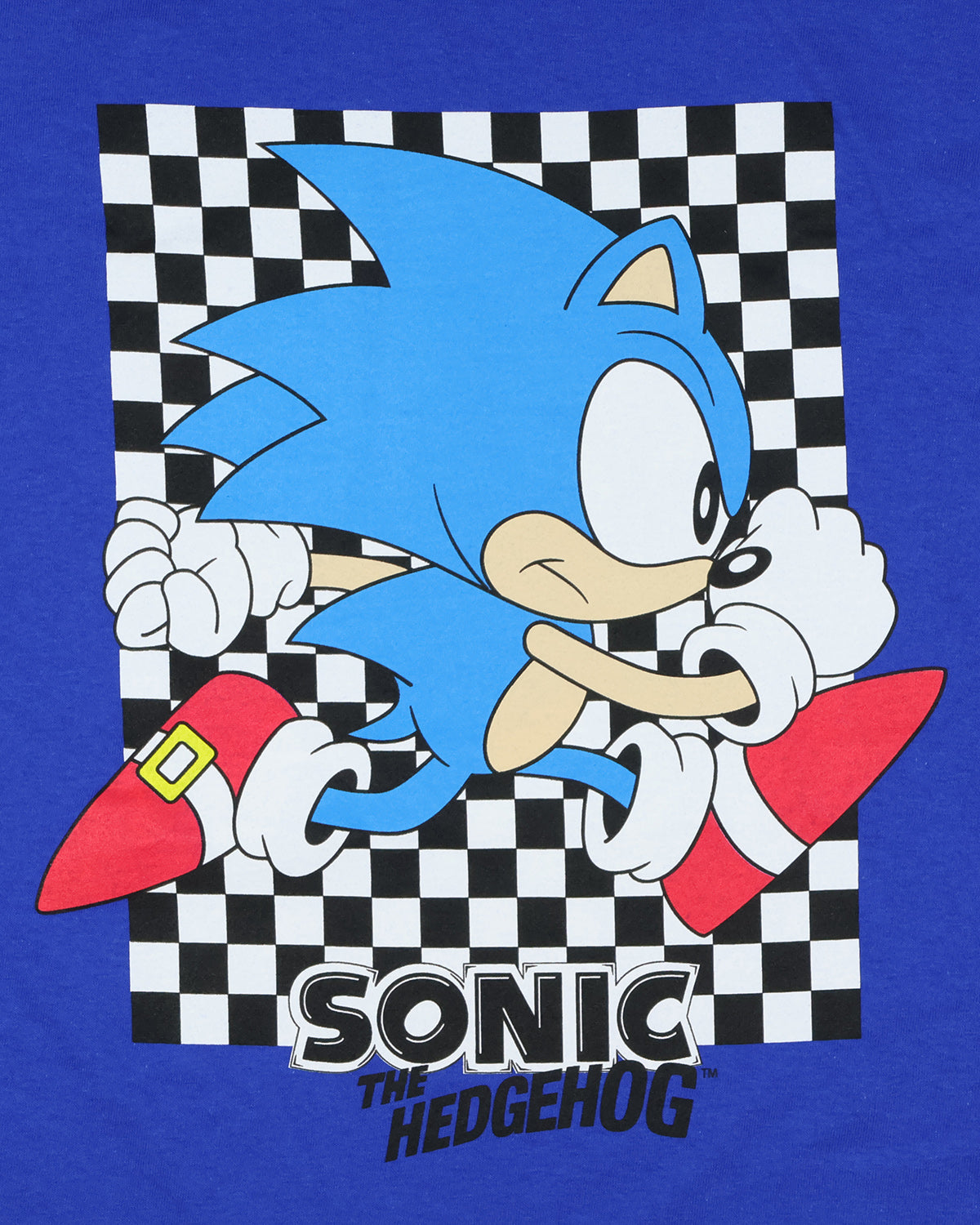 Sonic The Hedgehog T-Shirt Men's Angry Walk Checkerboard Design Tee