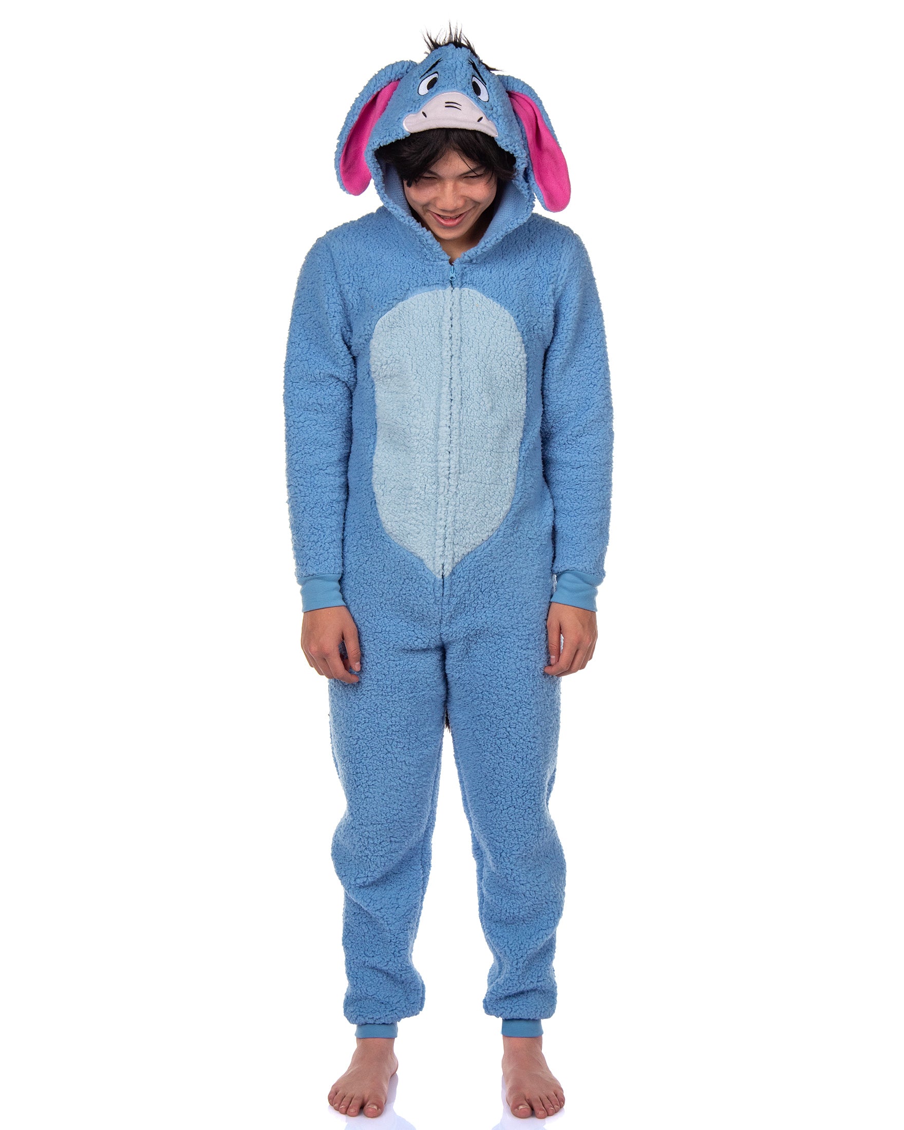 Disney Winnie The Pooh Adult Eeyore Sherpa Cosplay Costume Union Suit Pajama XL Blue