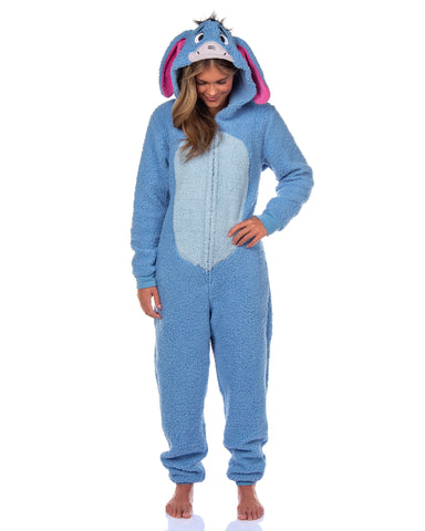 Disney Winnie The Pooh Adult Eeyore Sherpa Cosplay Costume Union Suit Pajama XL Blue