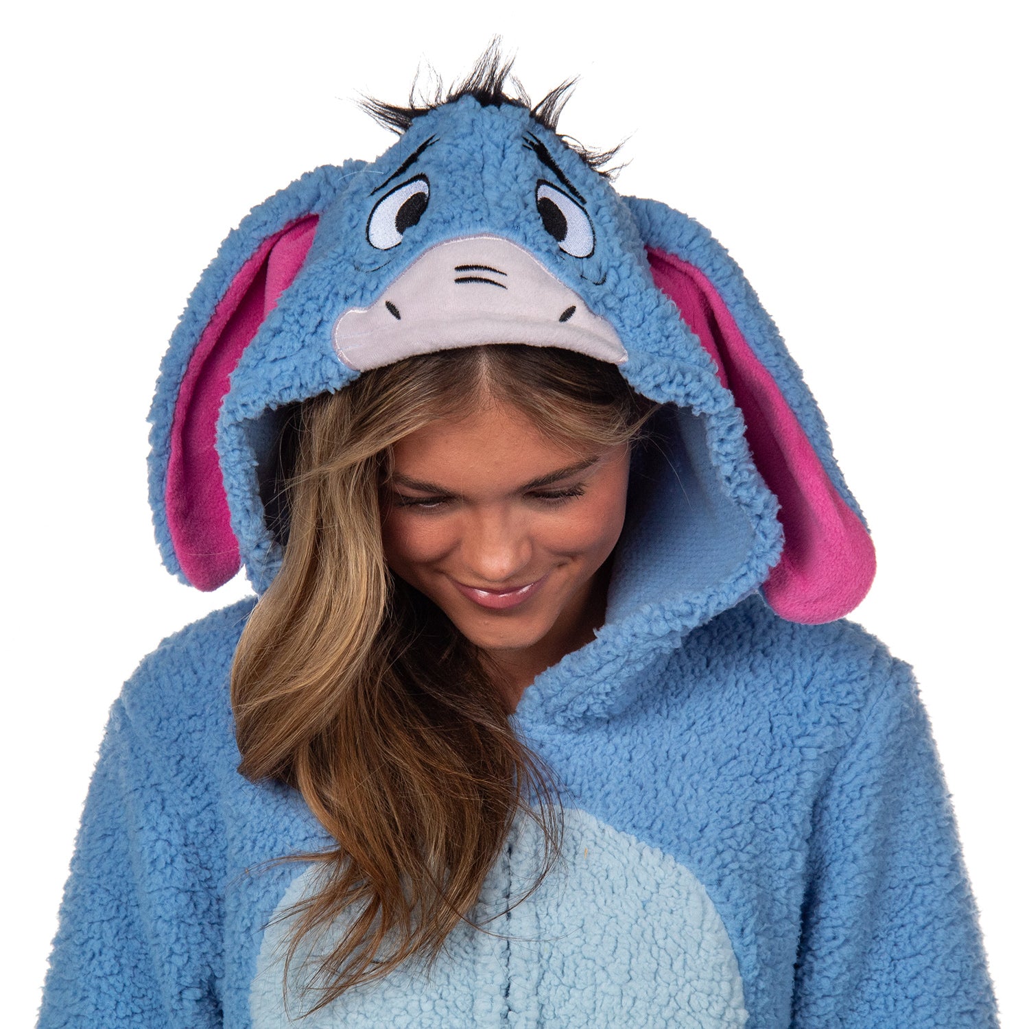 Disney Winnie The Pooh Adult Eeyore Sherpa Cosplay Costume Union Suit Pajama XL Blue