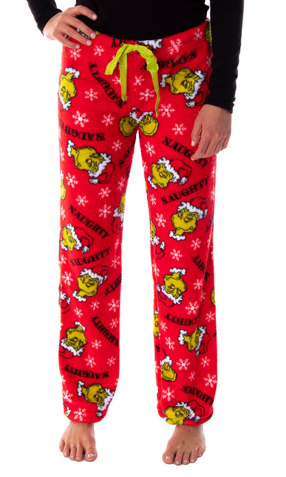 Dr. Seuss Juniors Women's The Grinch Christmas Naughty Fleece Pajama Pants