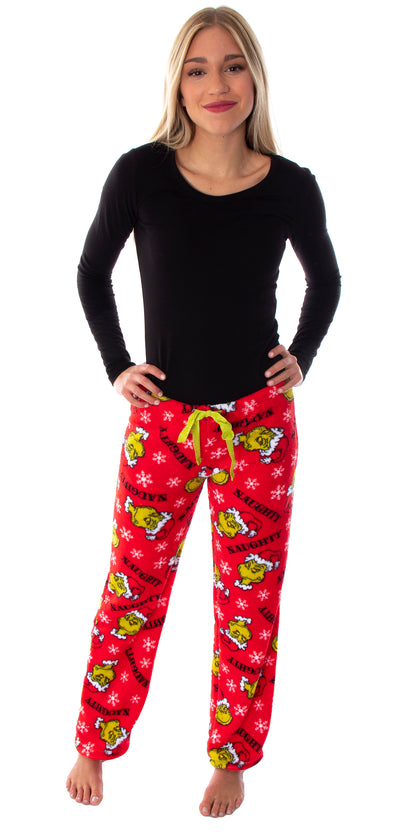 Dr. Seuss Juniors Women's The Grinch Christmas Naughty Fleece Pajama Pants