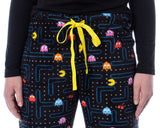 Pacman Women's Super Pac-Man Arcade Game Allover Pattern Plush Pajama Pants