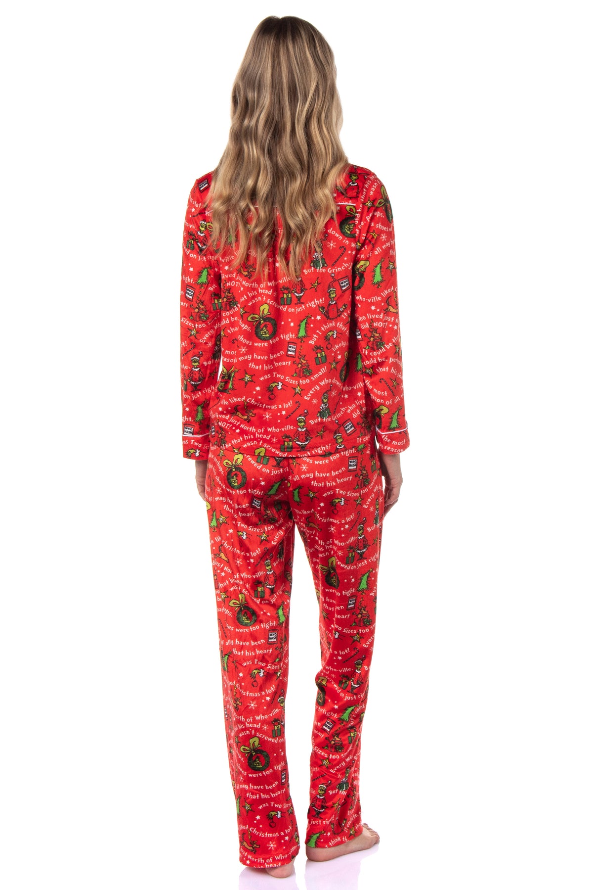 Dr. Seuss GRINCH Christmas Tossed Print Collar Sleep Pajama Set