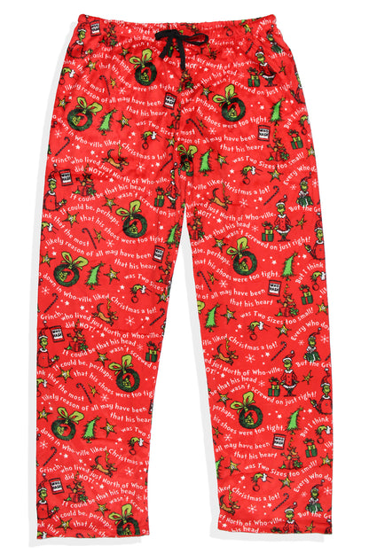 Dr. Seuss GRINCH Christmas Tossed Print Collar Sleep Pajama Set