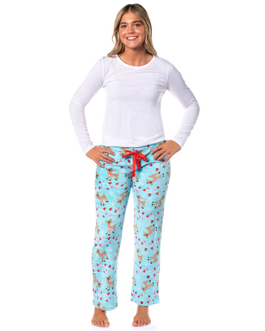 Rudolph Woman's Lights Rudolph Fleece Pajama Pants Juniors Adjustable Waist