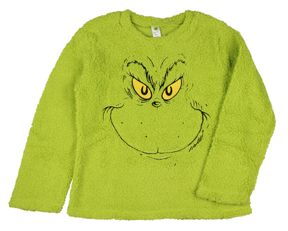Dr. Seuss Women's The Grinch Santa Fleece Buffalo Plaid Sleep Pajama 2PC Set