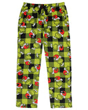 Dr. Seuss Women's The Grinch Santa Fleece Buffalo Plaid Sleep Pajama 2PC Set