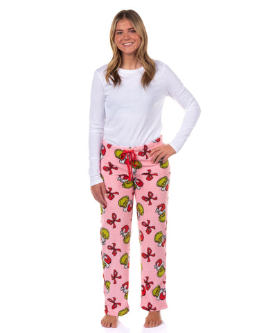 Dr. Seuss The Grinch Pajamas Women's Bow and Santa Hat Lounge PJ Bottoms