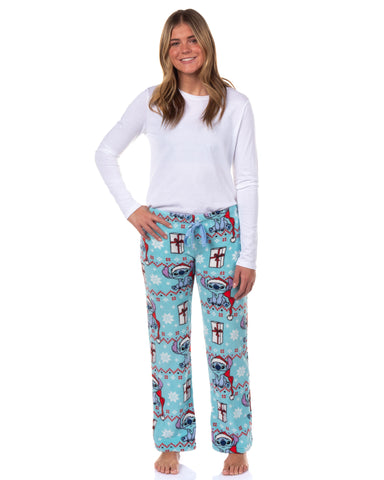 Disney Stitch Pajama Pants Women's Santa Hat Gifts Lounge Bottoms