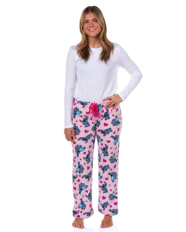 Disney Stitch Pajamas Women's Plush Heart Accents Lounge Sleep Pants