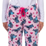 Disney Stitch Pajamas Women's Plush Heart Accents Lounge Sleep Pants