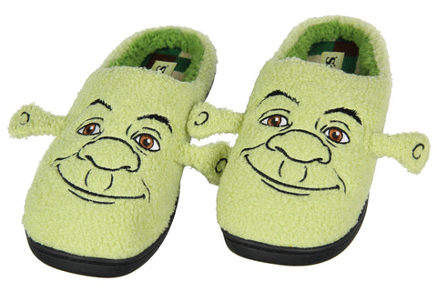 Shrek Men's Embroidered Big Face With 3D Ears Fleece Lined Slippers