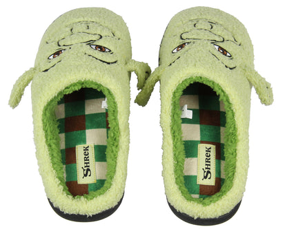 Shrek Men's Embroidered Big Face With 3D Ears Fleece Lined Slippers
