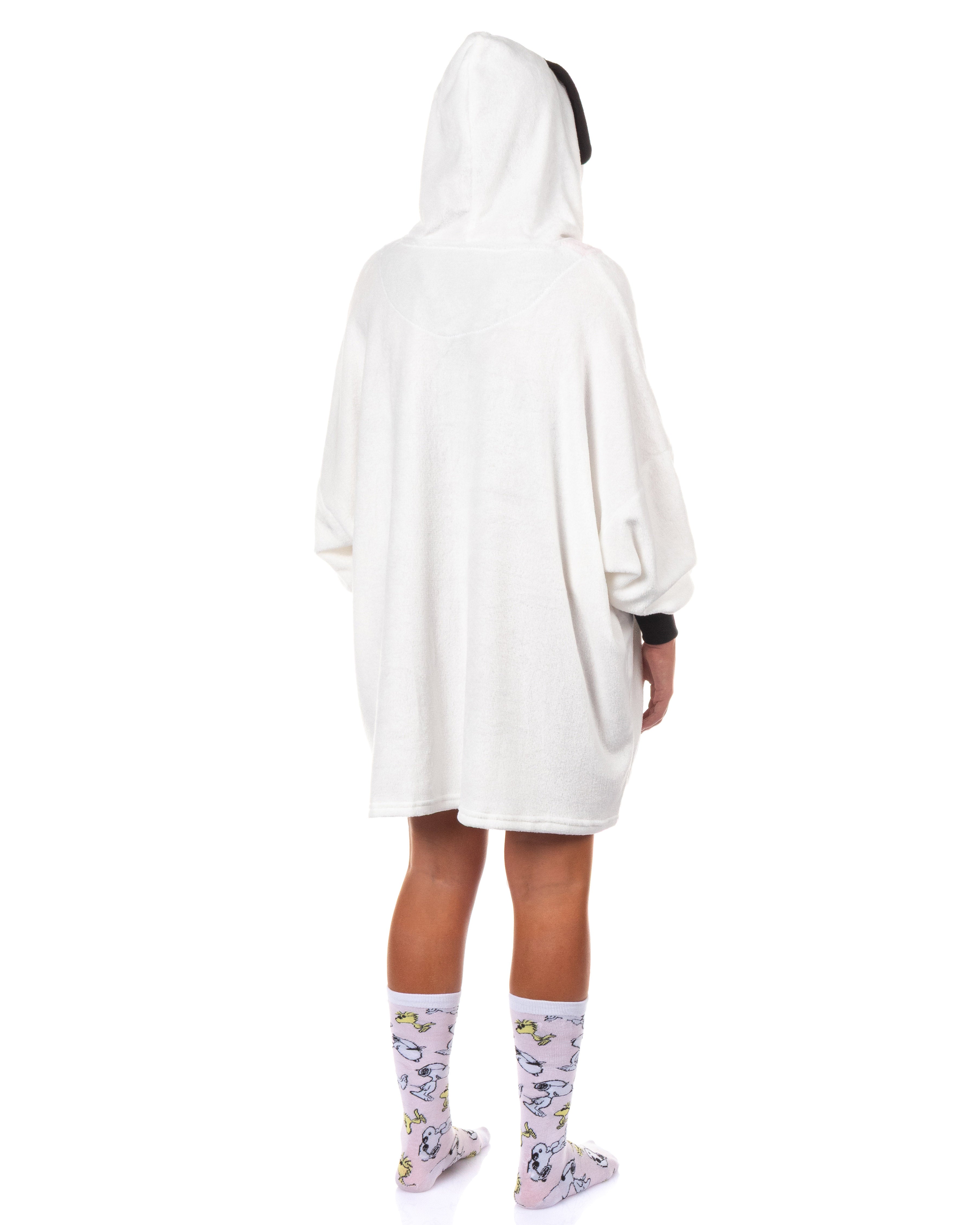 Peanuts Snoopy Pajamas Women's Pullover Hooded Plush Dorm Sleep Shirt