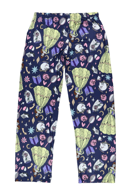 Disney Beauty And The Beast Pjs Womens Belle Mrs. Potts Rose Pajama Pants