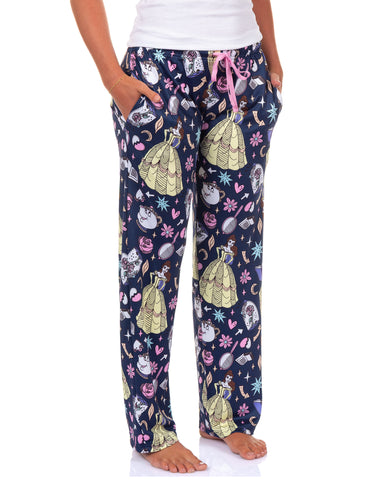 Disney Beauty And The Beast Pjs Womens Belle Mrs. Potts Rose Pajama Pants
