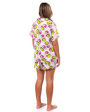 Dr. Seuss The Grinch Santa Pink Plaid Notch Collar Short 2-Piece Sleep Set