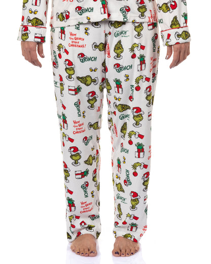 Dr. Seuss The Grinch Pajamas Women's Velveteen Notch Collar Sleep Set