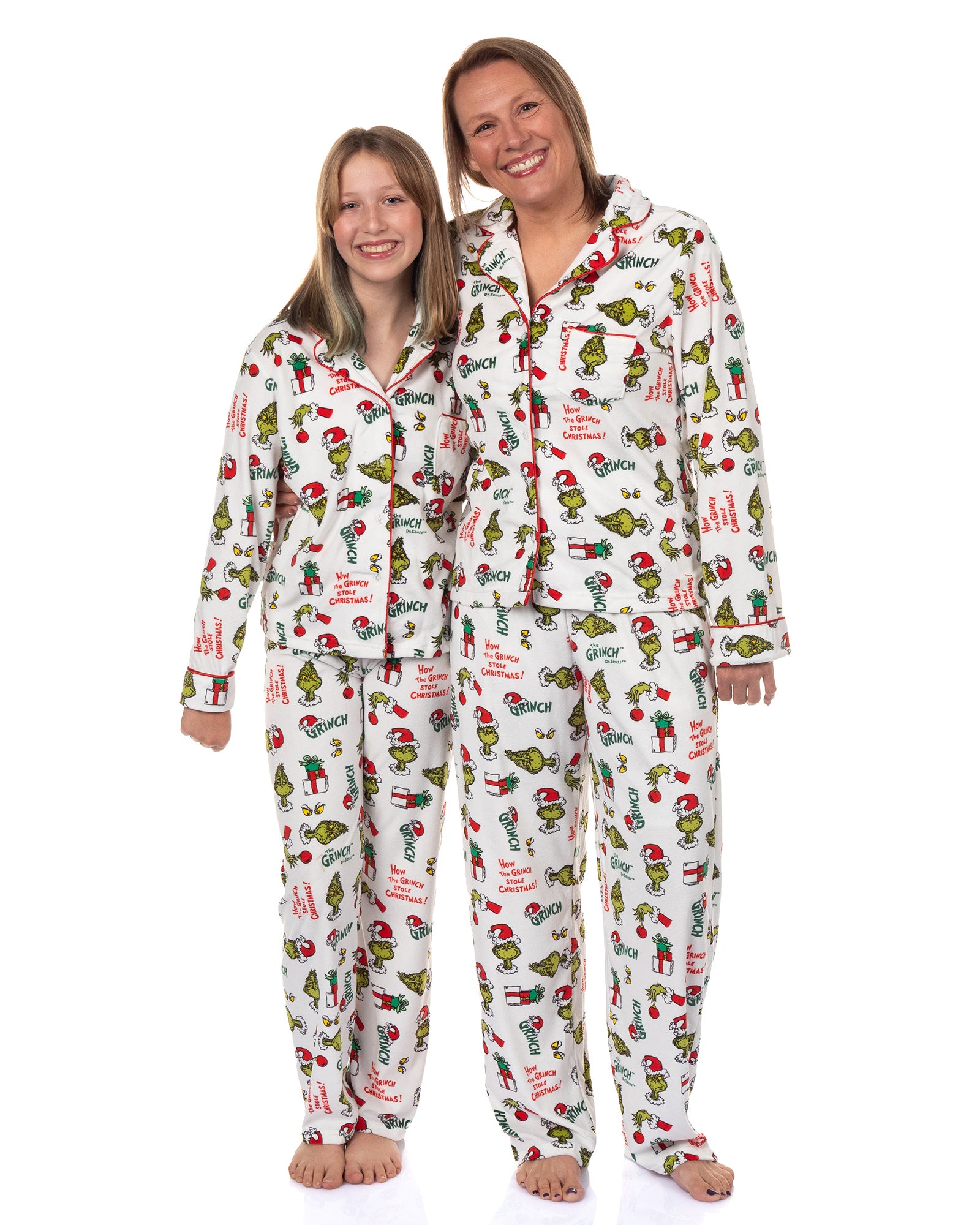 Dr. Seuss The Grinch Pajamas Women's Velveteen Notch Collar Sleep Set