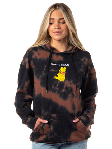 Disney Winnie-the-Pooh Womens' Pooh Bear Embroidered Tie-Dye Hoodie