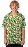 Teenage Mutant Ninja Turtles Men's Hawaiian Foliage Button-Up Woven Shirt