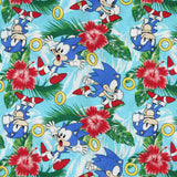 Sonic the Hedgehog Men's Hawaiian Floral Character Button-Up Woven Shirt