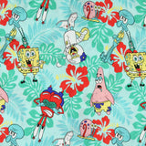 SpongeBob Squarepants Men's Character Floral Button-Up Woven Shirt