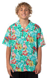 SpongeBob Squarepants Men's Character Floral Button-Up Woven Shirt